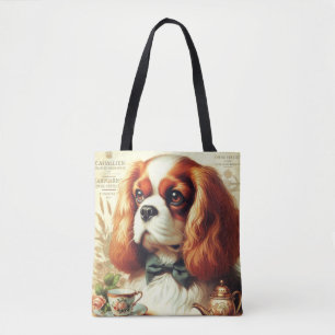Bolsa Tote Vintage Cavalier King Charles Spaniel Painting