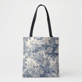 Bolsa Tote Vintage chic Blue toile de jouy monograma