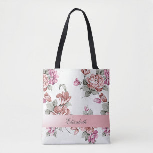 Bolsa Tote Vintage Chic Girly Flowers Personalizado