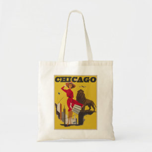 Bolsa Tote Vintage Chicago EUA Air Viagem Advertisement