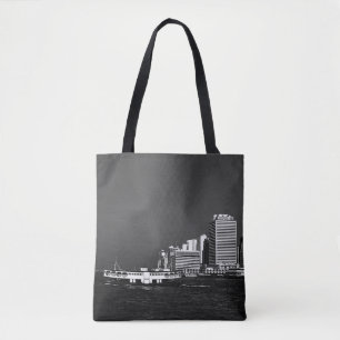Bolsa Tote Vintage China - Arranha-céus ​ barco de Hong Kong 