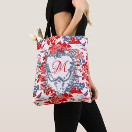 Bolsa Tote Vintage Chinoiserie Delft French red Blue monogram