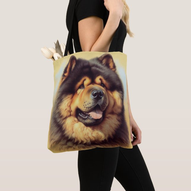 Bolsa Tote Vintage Chow-Chow Painting (Close Up)