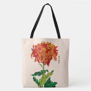 Bolsa Tote Vintage, Chrysanthemum. Ferrugem e laranja