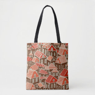 Bolsa Tote Vintage City Building Seamless Patterno
