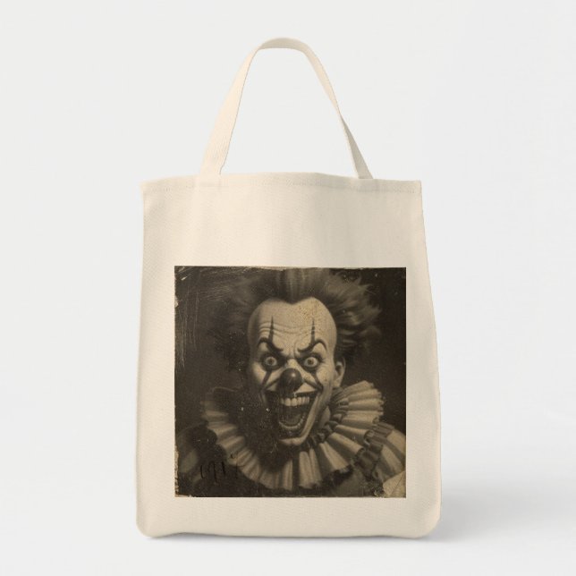 Bolsa Tote vintage clown reutilizável saco de compras (Frente)