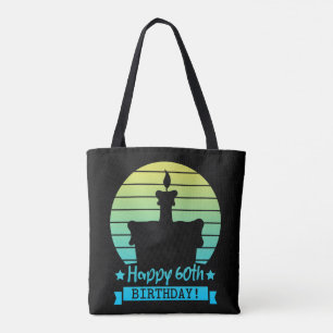 Bolsa Tote Vintage Colorful Happy 60th birthday Cake