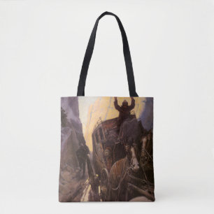 Bolsa Tote Vintage Cowboys, Segurados no Canyon pelo NC Wyeth