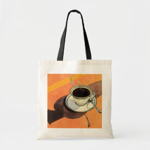Bolsa Tote Vintage Cup, Saucer, Spoon, Dinheiro Retro