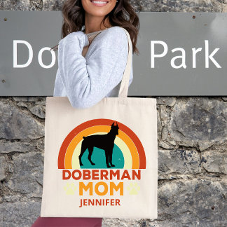 Bolsa Tote Vintage Doberman Dog Mãe Sunset Personalizado