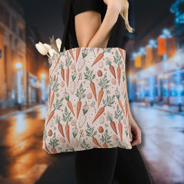 Bolsa Tote Vintage Elegant Carrots with Blossoms and Tiny Egg