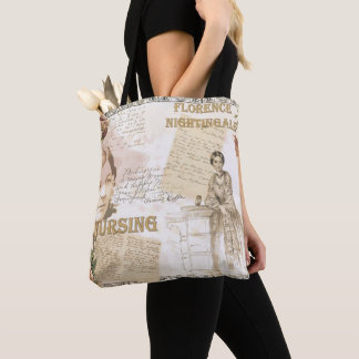 Bolsa Tote Vintage Enfermando Florence Nightingale Texto Gráf