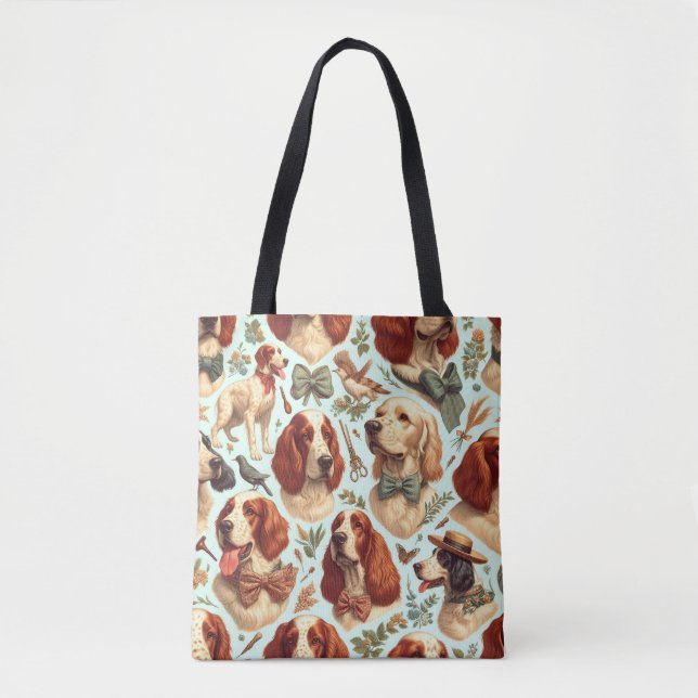 Bolsa Tote Vintage English Setter Seamless (Frente)