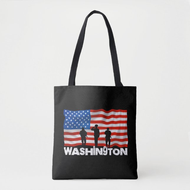 Bolsa Tote Vintage EUA Flag American City Washington (Frente)