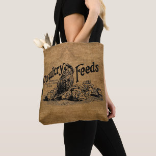 Bolsa Tote Vintage Faux Burlap Poultry Feeds Sack Modelo