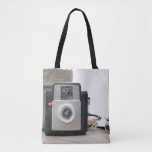 Bolsa Tote Vintage Film Camera Flower Pote & Óculos