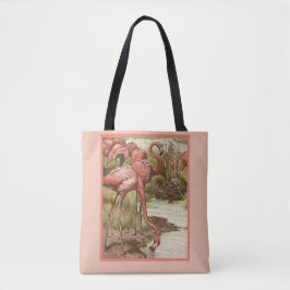 Bolsa Tote Vintage Flamingo Illustration Impressão