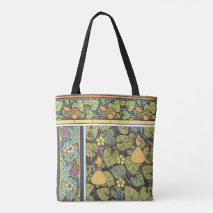 Bolsa Tote Vintage Floral Art Nouveau Vegetais, Nuvens