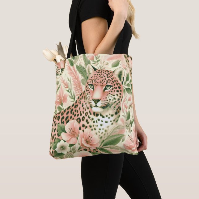 Bolsa Tote Vintage Floral Jungle Lepard (Close Up)