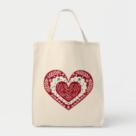 Bolsa Tote Vintage Floral Red Holiday Heart Love