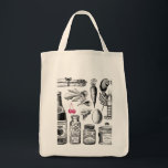 Bolsa Tote Vintage Foodie<br><div class="desc">Um design elegante,  preto e branco,  com um pop de vermelho!</div>