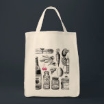 Bolsa Tote Vintage Foodie<br><div class="desc">Um design elegante,  preto e branco,  com um pop de vermelho!</div>