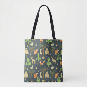 Bolsa Tote Vintage Forest Animal, Padrão Infantil.