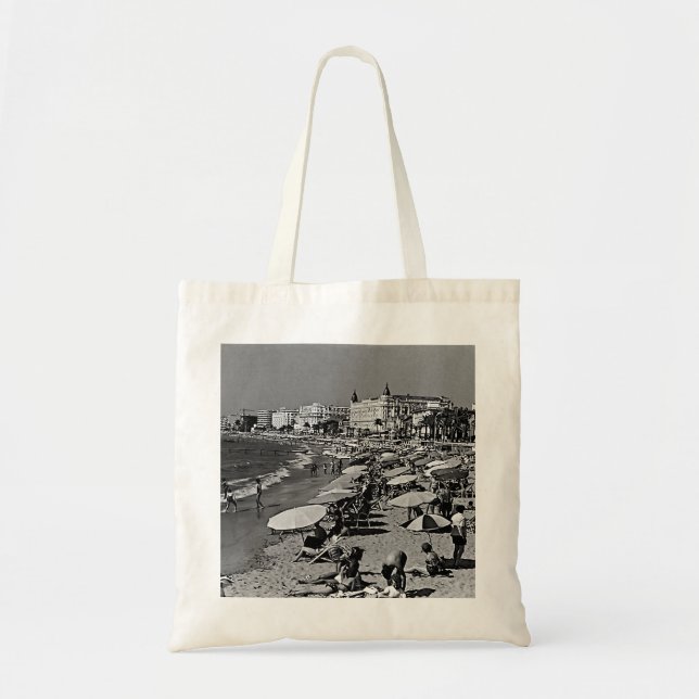 Bolsa Tote Vintage França Cannes praia (Frente)