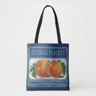 Bolsa Tote Vintage Fruta Crate Label Art, Georgia Peaches