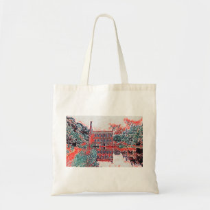 Bolsa Tote Vintage Gibson Mill Red Impressionist Sketch