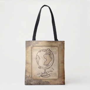 Bolsa Tote Vintage Globe. Presente do professor de Geografia 