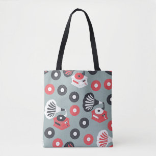 Bolsa Tote Vintage gramofone mão desenhada sem soldadura