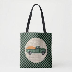Bolsa Tote Vintage Green Pumpkin Truck Tot Bag