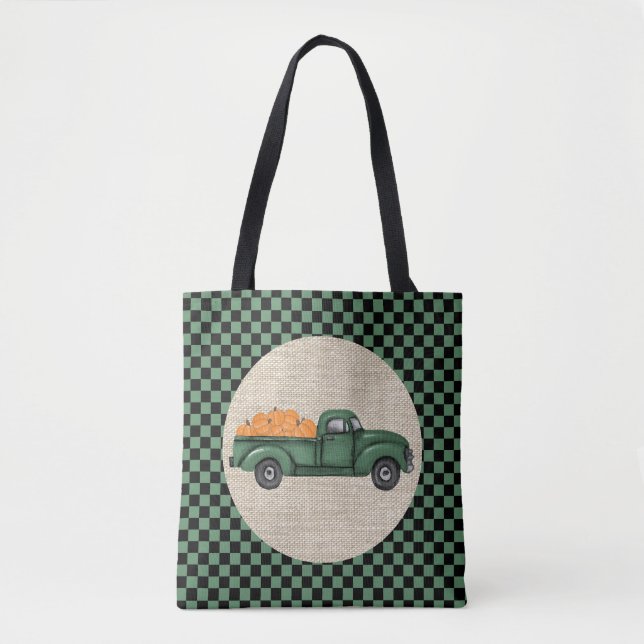 Bolsa Tote Vintage Green Pumpkin Truck Tot Bag (Frente)