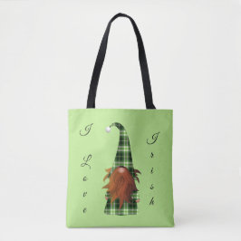 Bolsa Tote Vintage Green xadrez Rua Patrick Gnomo Eu amo irla