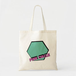 Bolsa Tote Vintage Greenish Hexagon com Texto em Círculo Rosa