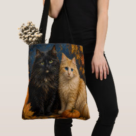 Bolsa Tote Vintage Halloween Black Cat & Orange Cat