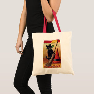 Bolsa Tote Vintage Halloween de Ellen Clapsaddle, Gato Negro