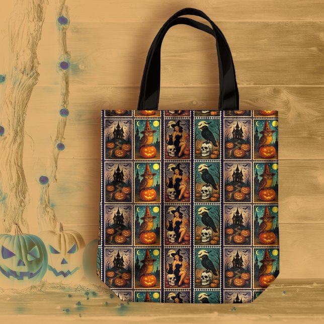 Bolsa Tote Vintage Halloween Pinup Witch (Criador carregado)