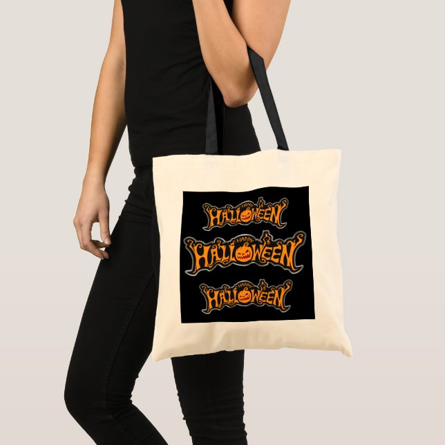 Bolsa Tote Vintage Halloween Pumpkins (Frente (produto))