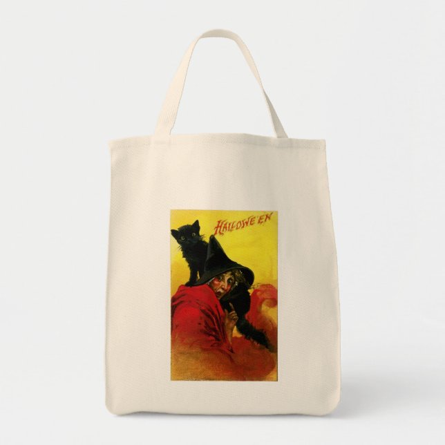Bolsa Tote Vintage Halloween Witch (Frente)