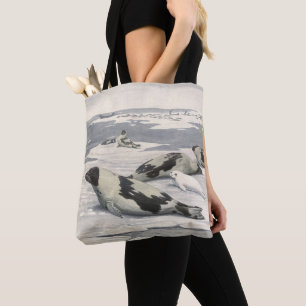 Bolsa Tote Vintage Harp Seals in Artic Snow (Focos de Harp no