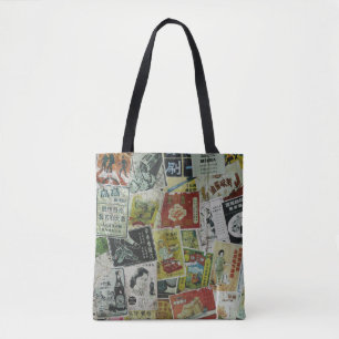 Bolsa Tote Vintage Hong Kong anunciando muro.