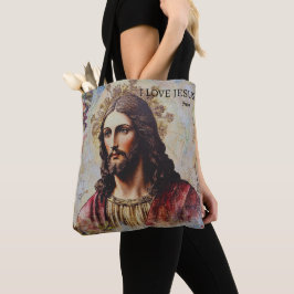 Bolsa Tote Vintage I Love Jesus Nome personalizado
