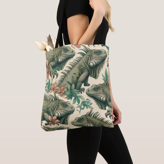 Bolsa Tote Vintage Iguana Pattern (Close Up)