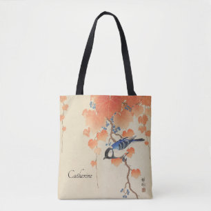 Bolsa Tote Vintage - Impressão de Aquarela Japonesa com Pás