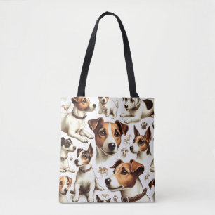 Bolsa Tote Vintage Jack Russell Terrier Seamless