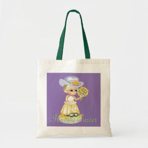 Bolsa Tote Vintage Little Girl Páscoa Vress & Bonnet Tote Bag