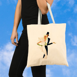Bolsa Tote Vintage Love and Romance, Casal de Casamento Moder
