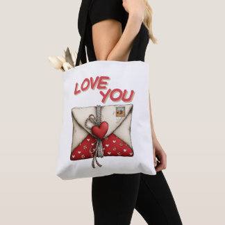 Bolsa Tote Vintage Love Letter Valentine Heart